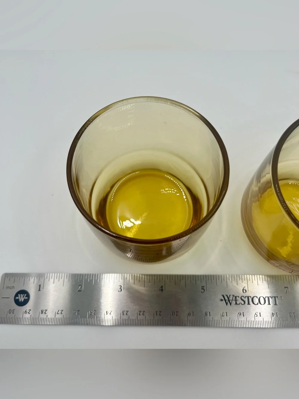 Vintage Honey Amber Juice Glass / Rocks Glass - Set of 2
